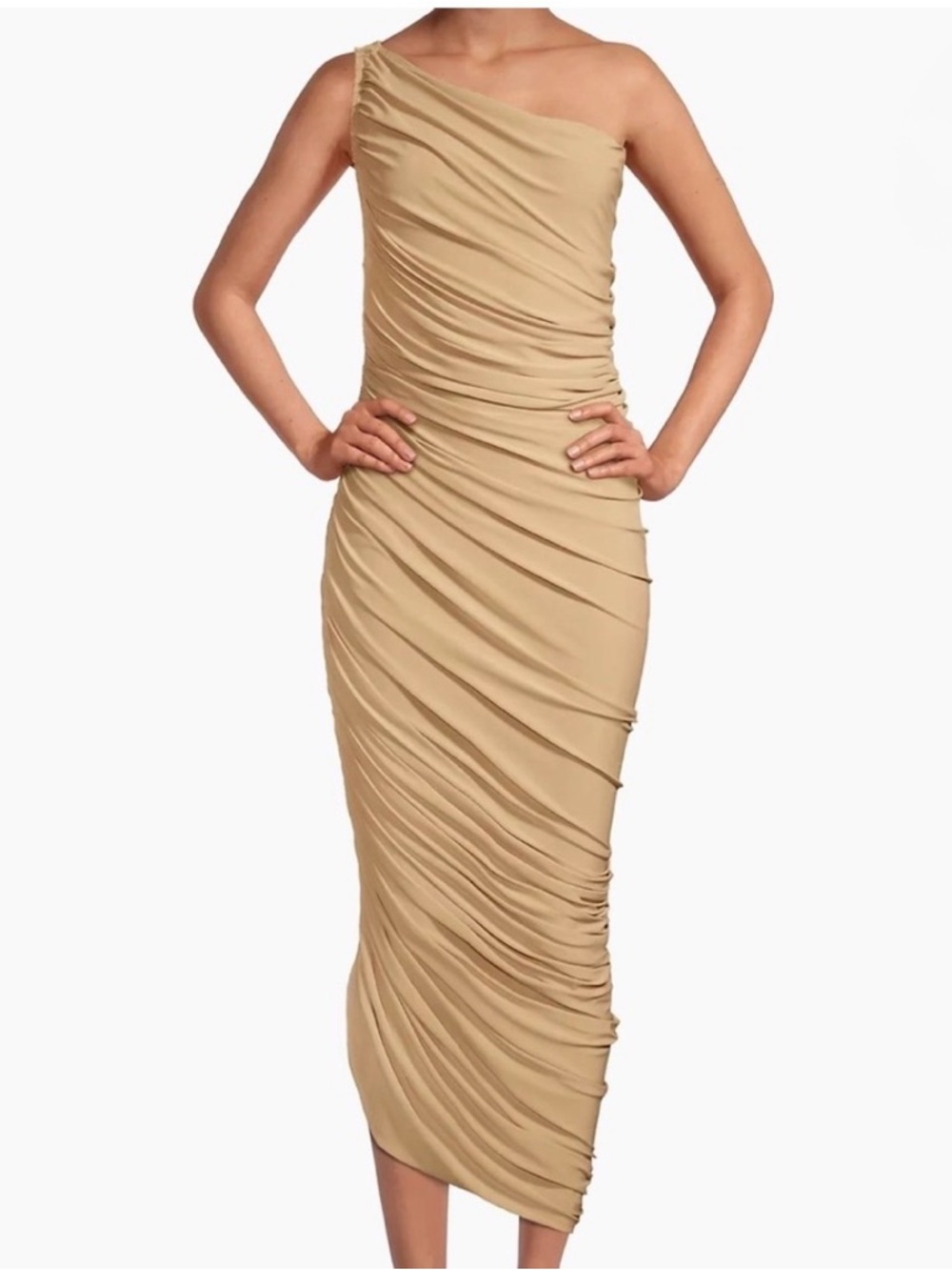 Norma Kamali Diana Ruched One-Shoulder Gown Size Small - Picture 9 of 10